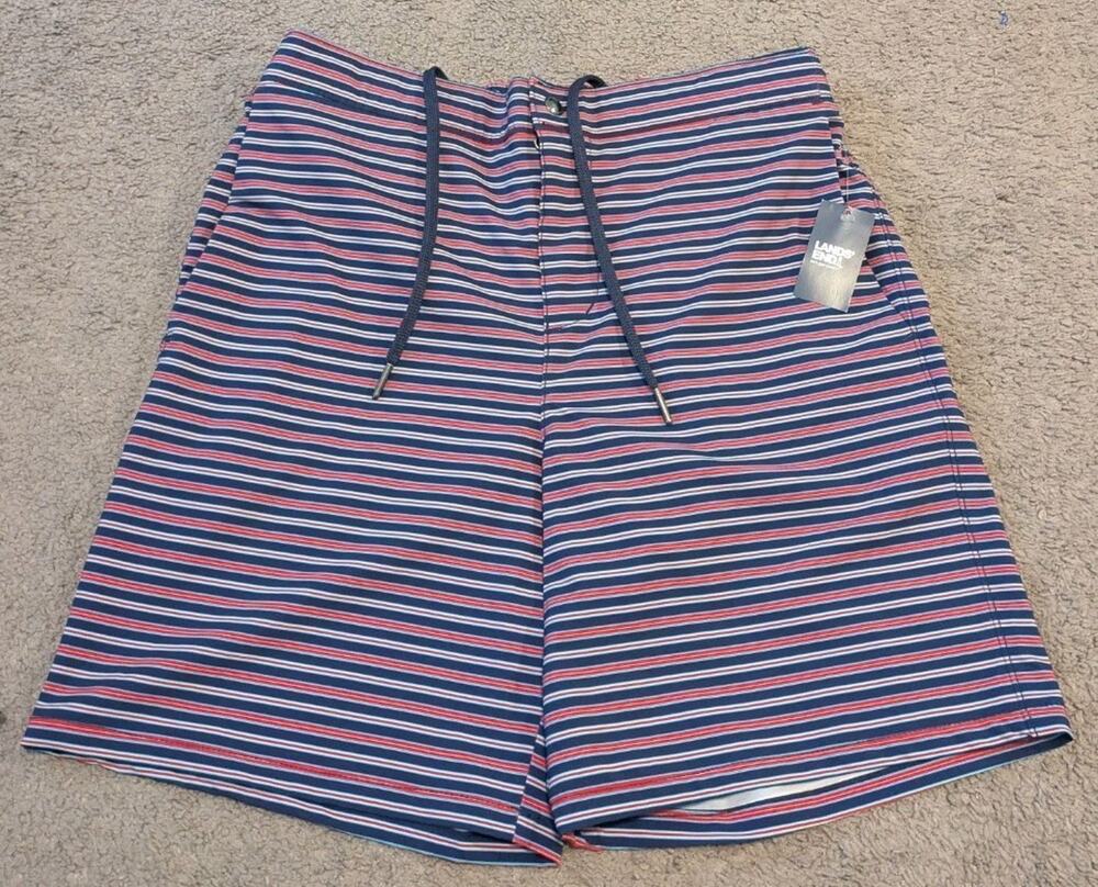 Lands End 7" Sunset Striped Swim Board Shorts New with Tags! Men's Small